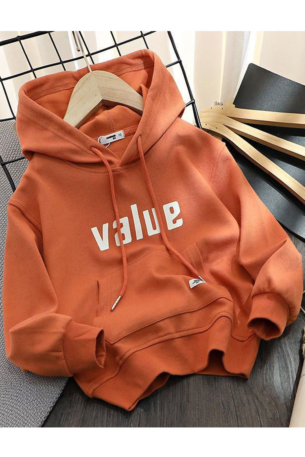 Kids Boys Fabulous Letter Pattern Warm & Stretchable Ribbed Cuff Winter Pullover Hoodie