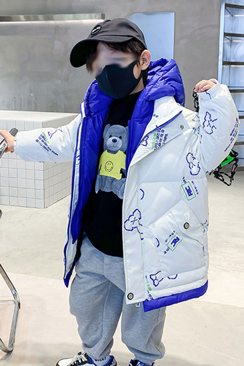 Kids Boys Cartoon Print Padded Jacket