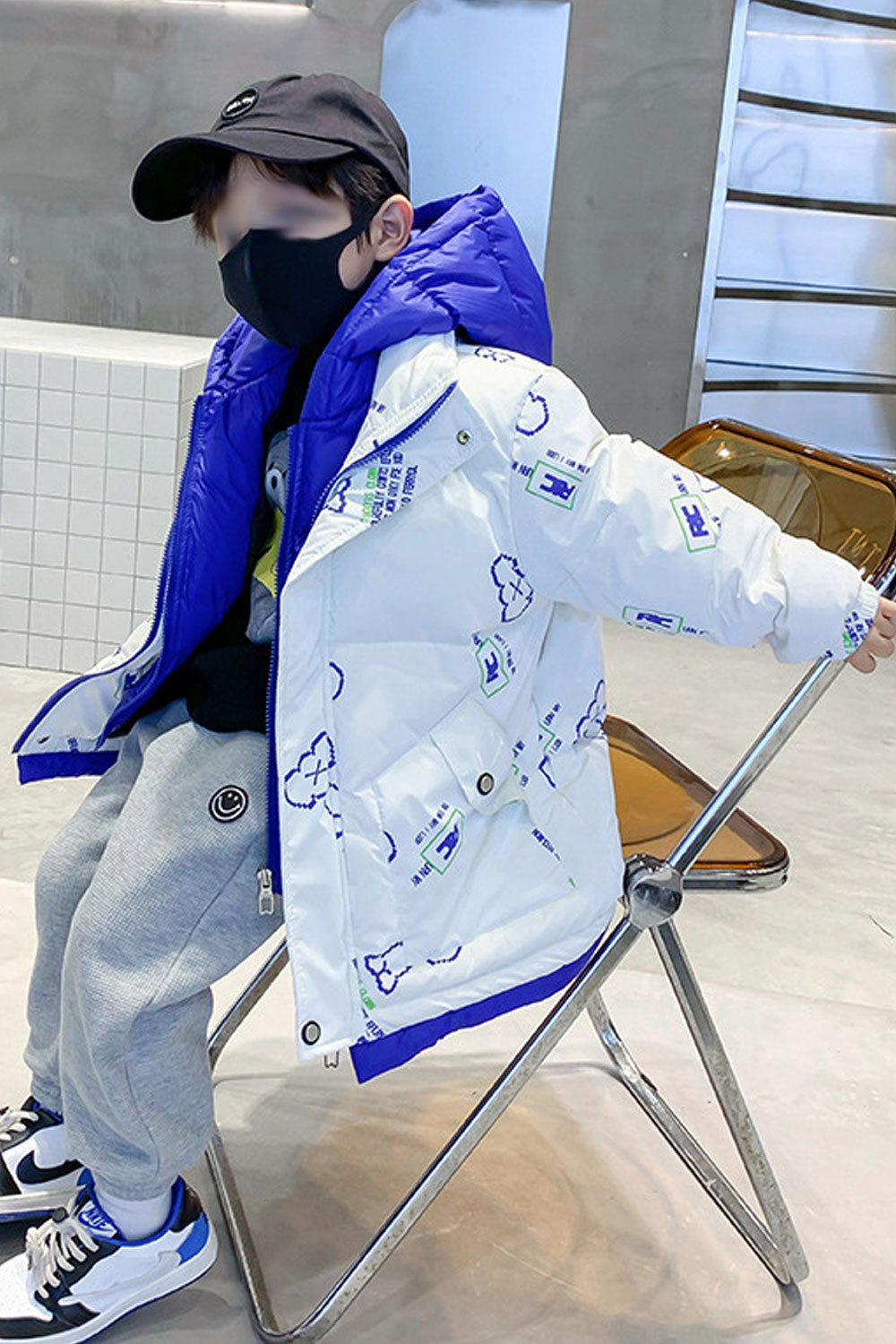 Kids Boys Cartoon Print Padded Jacket