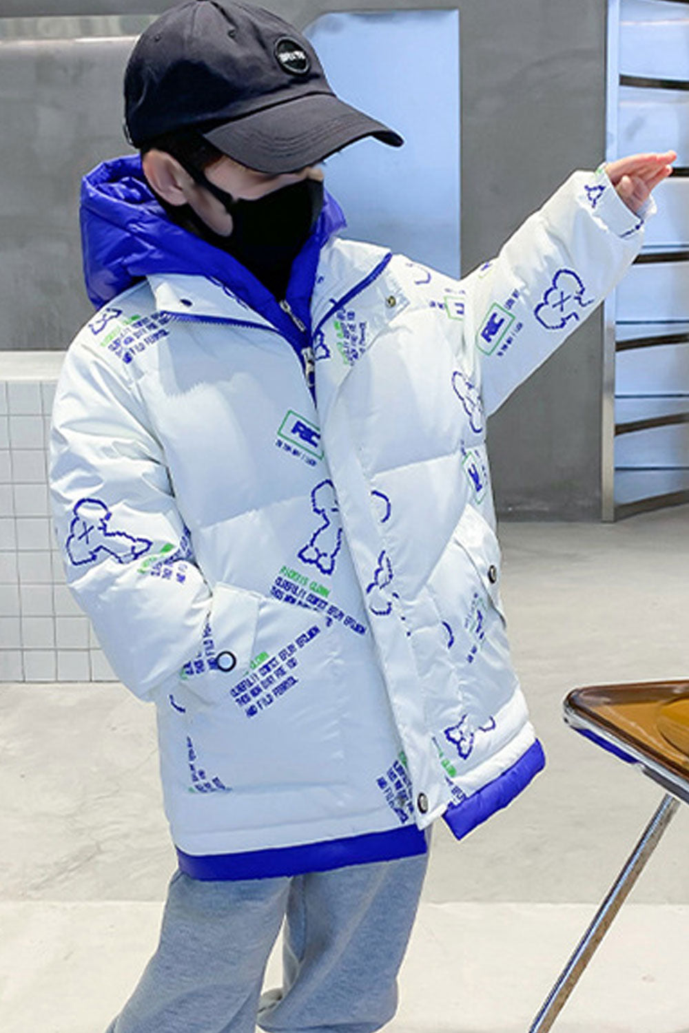 Kids Boys Cartoon Print Padded Jacket