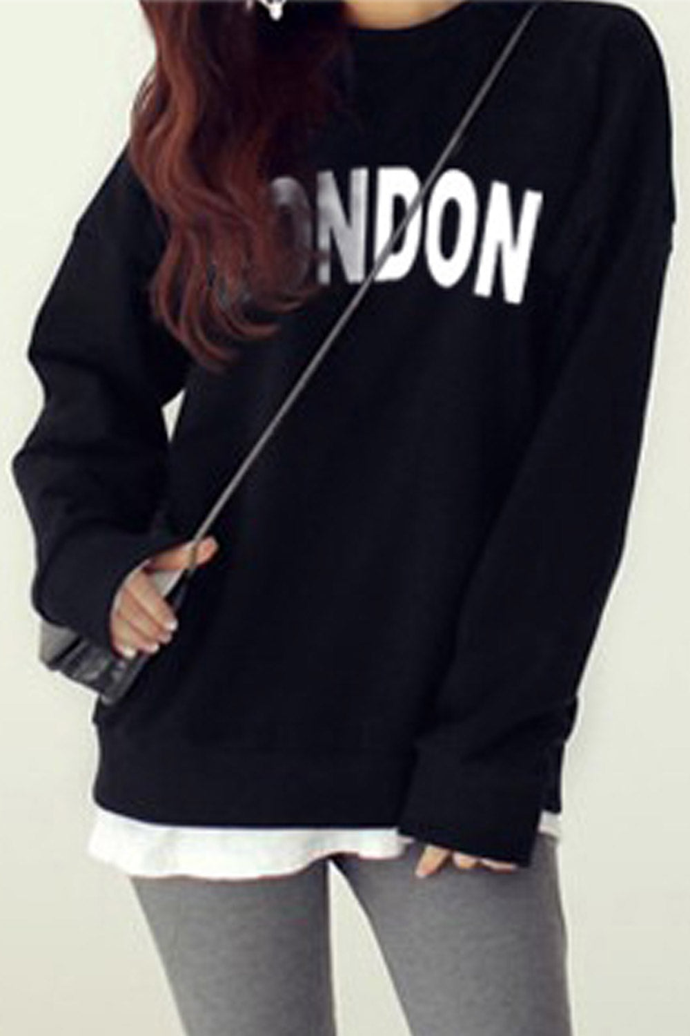 Women Elegant Long Sleeve Letter Pattern Loose Fit Winter Sweatshirt