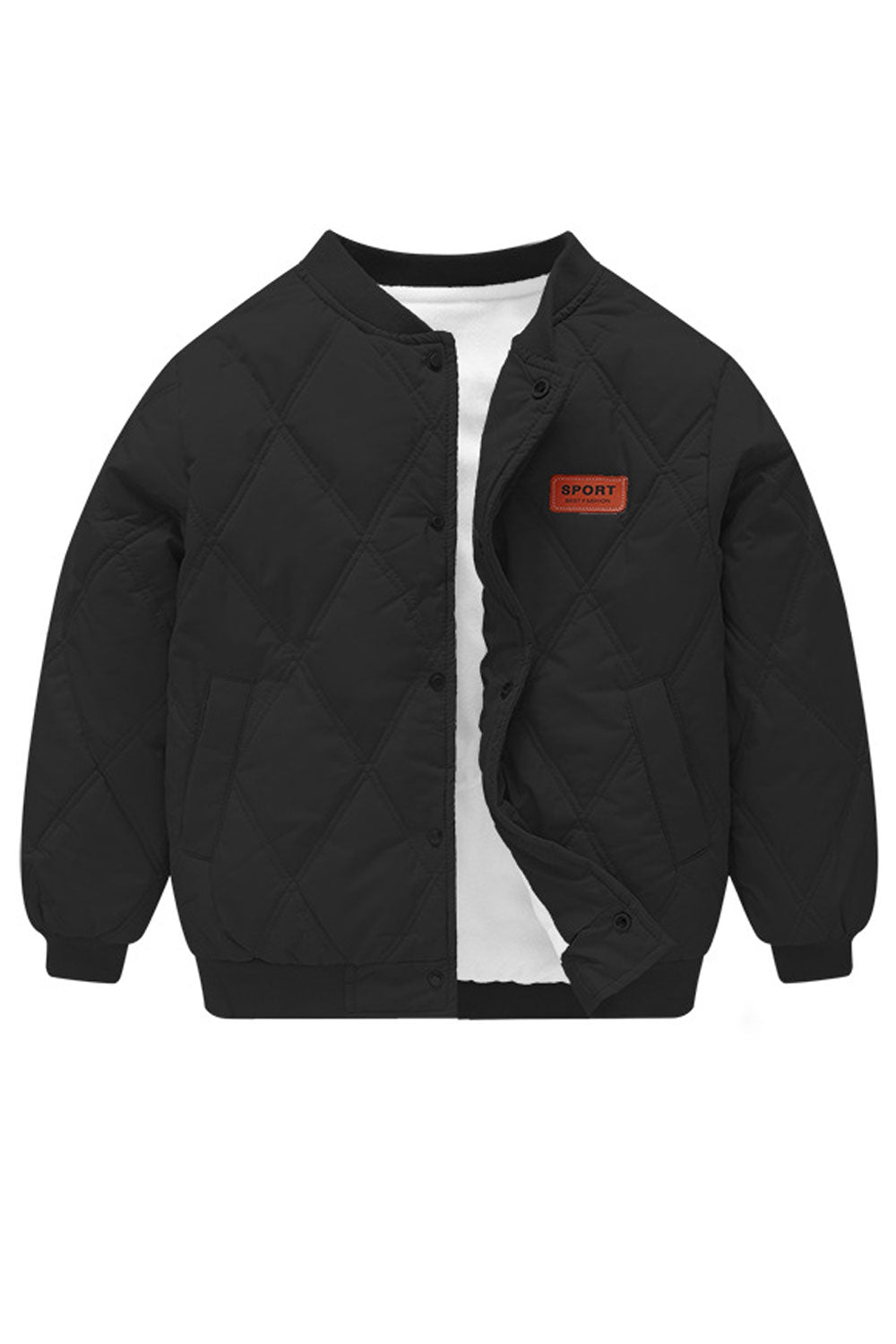 Kid Boys Round Neck Waist Length Padded Jacket