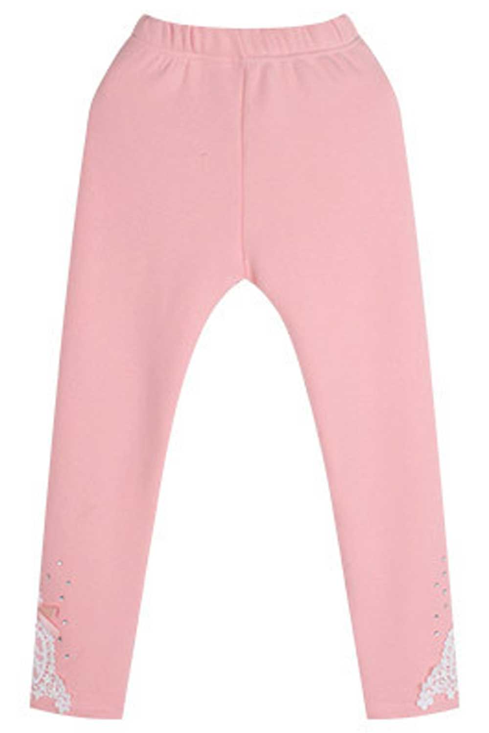 Kid Girl Alluring Solid Color Lace Decorate Legging