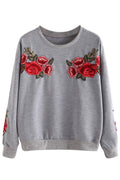 Women Beautiful Floral Printed Stretchable Cuff & Hem Round Neck Loose Fit Top
