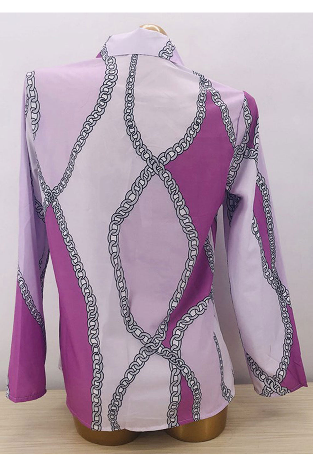Women Fancy Chain Printed Collar Neck Simple Long Sleeve Easily Wearable Light Weight Shirt