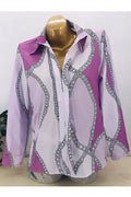 Women Fancy Chain Printed Collar Neck Simple Long Sleeve Easily Wearable Light Weight Shirt