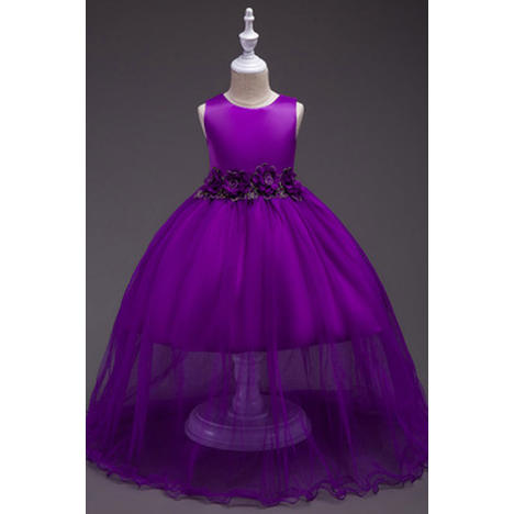 Kids Girls Sleeveless Pleated Wedding Flower Dress