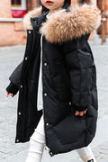 Kids Girls Long Padded fur Hoodie Jacket