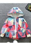 Kids Girls Hooded Top Style Printed Jacket