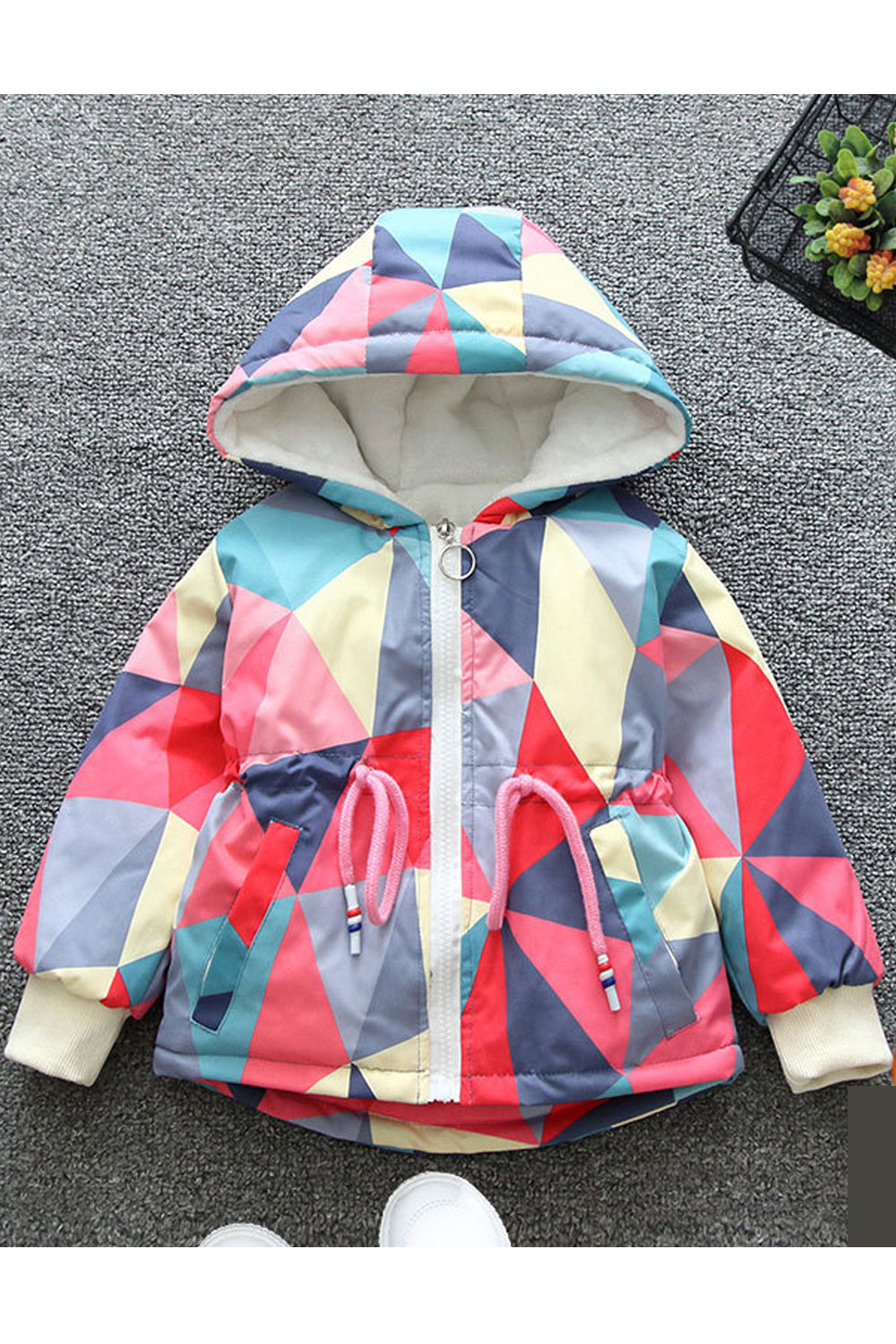 Kids Girls Hooded Top Style Printed Jacket