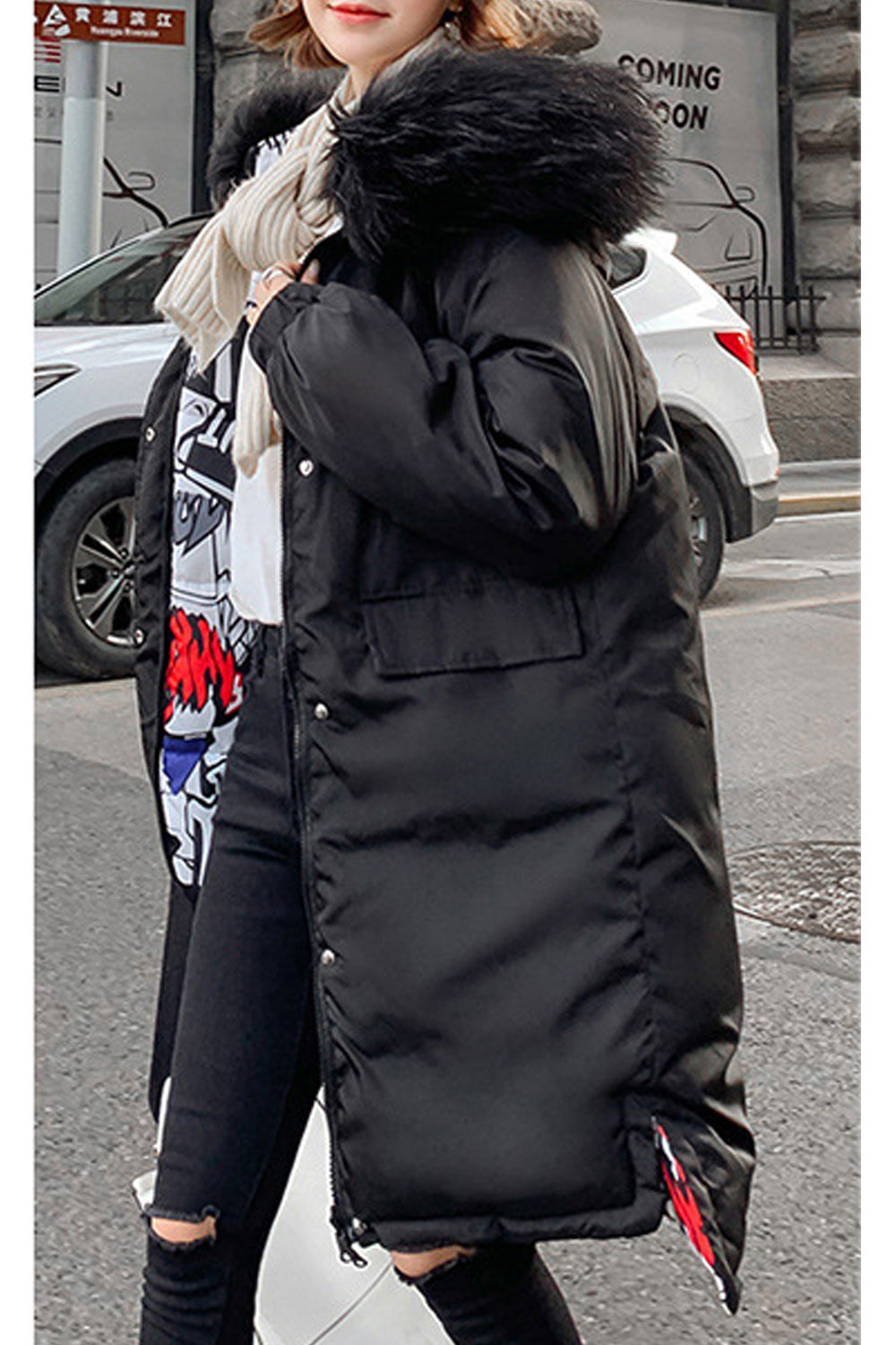 Women Long Section Thick Padded Winter Jacket