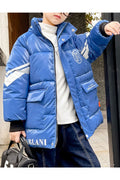 Kids Boys Soft Collar Long Padded Jacket