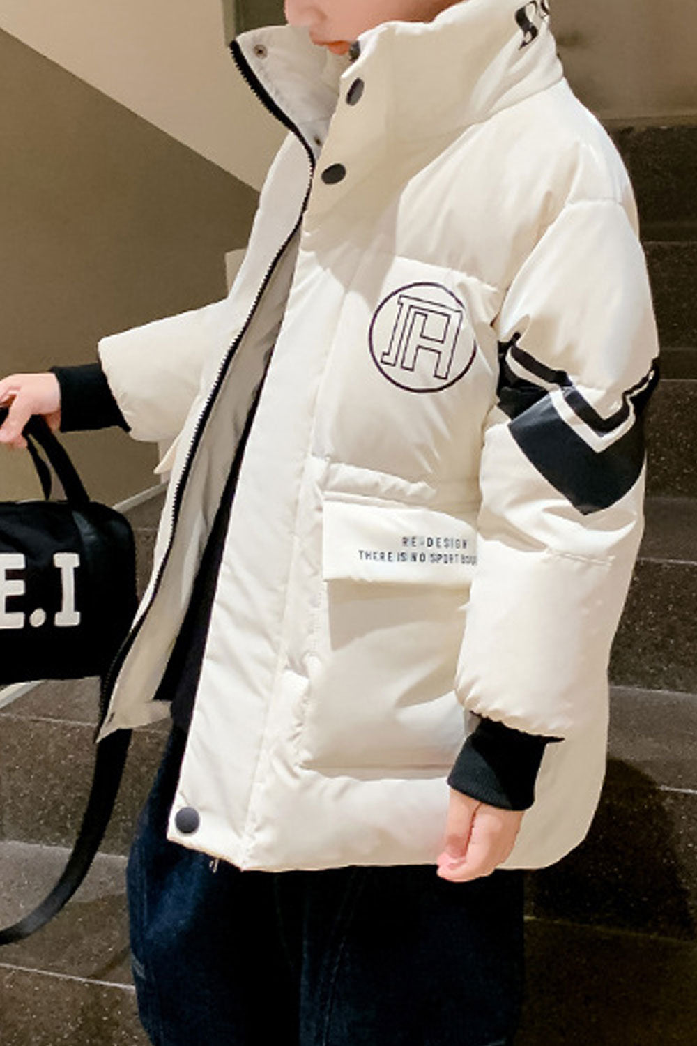 Kids Boys Soft Collar Long Padded Jacket