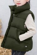 Kids Girls High Collar Vest Padded Jacket