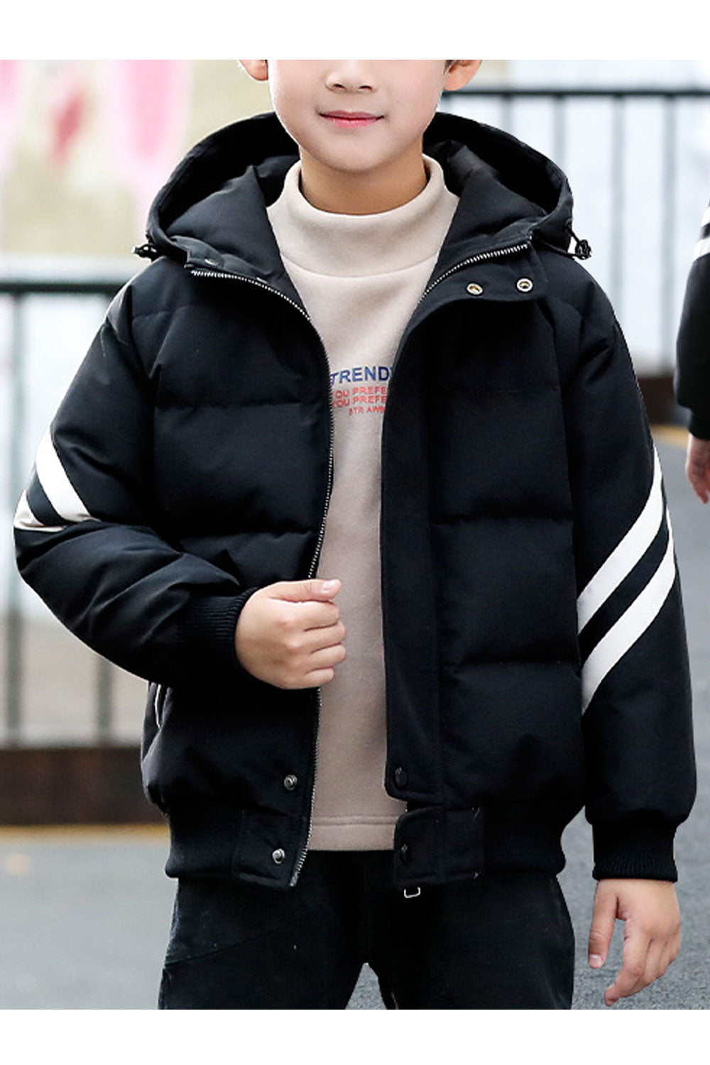Kids Boys Button Down Solid Padded Jacket