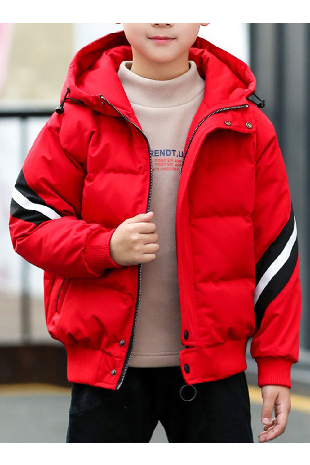Kids Boys Button Down Solid Padded Jacket