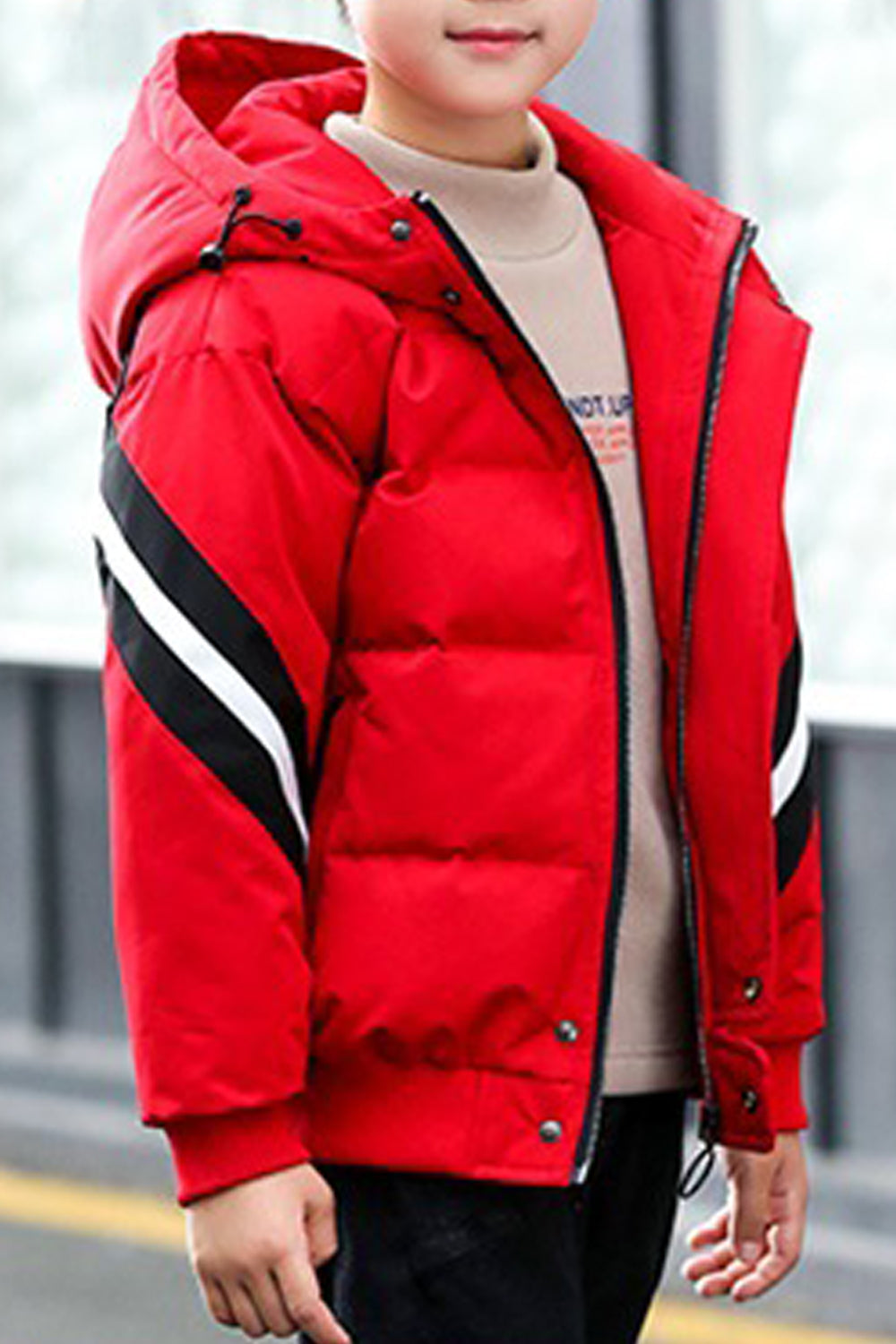 Kids Boys Button Down Solid Padded Jacket