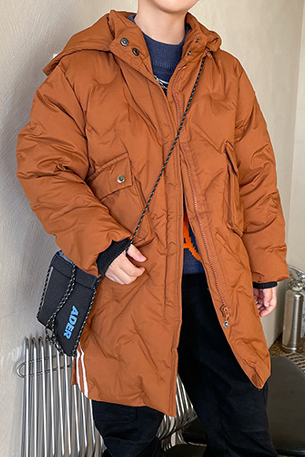 Kids Boys High Neck Solid Padded Jacket