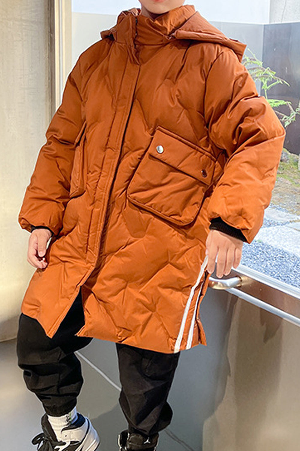 Kids Boys High Neck Solid Padded Jacket