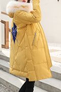 Women Warm Padded Long Section Zip Up Jacket