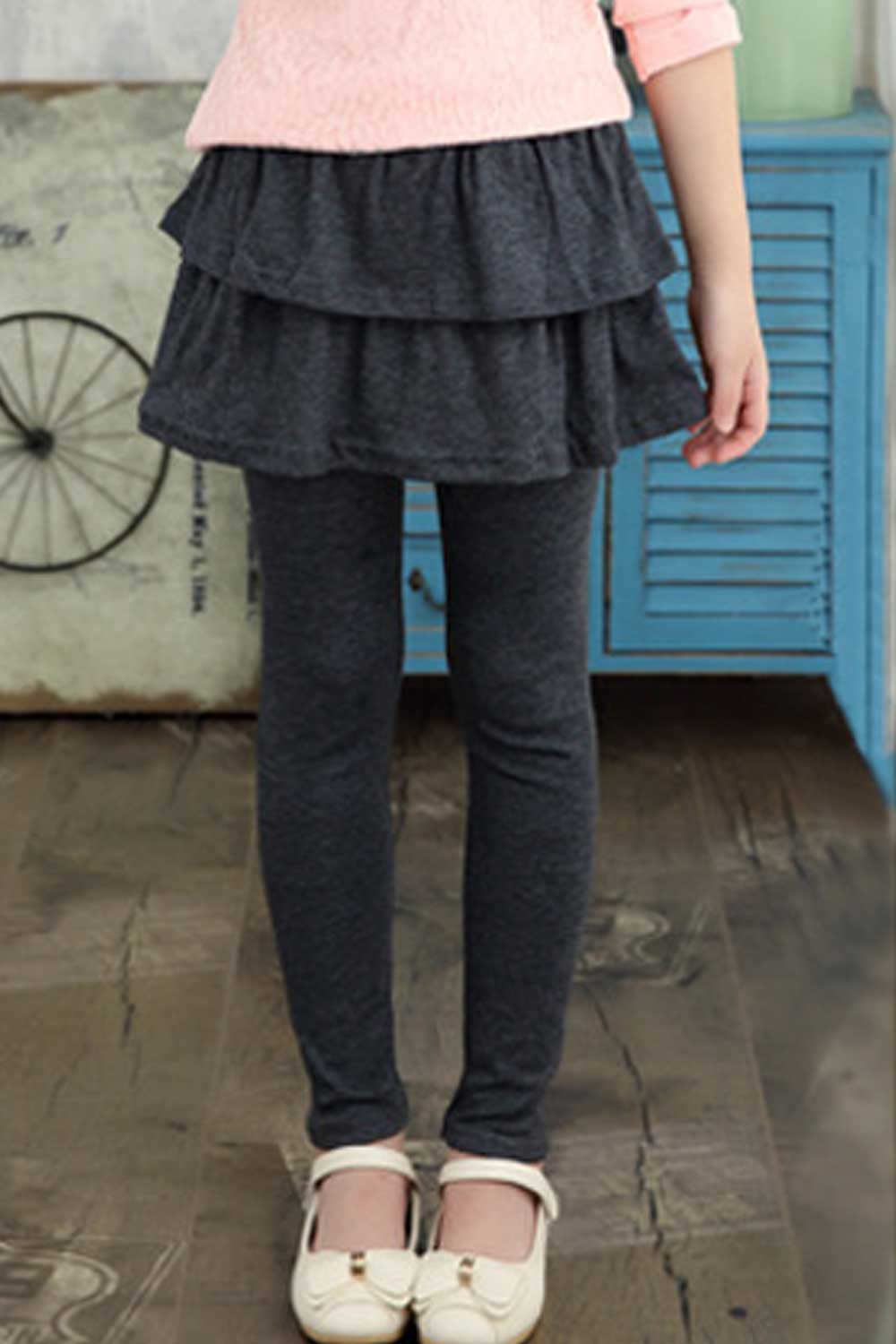 Kid Girl Winter Slim Solid Color Skirt Legging