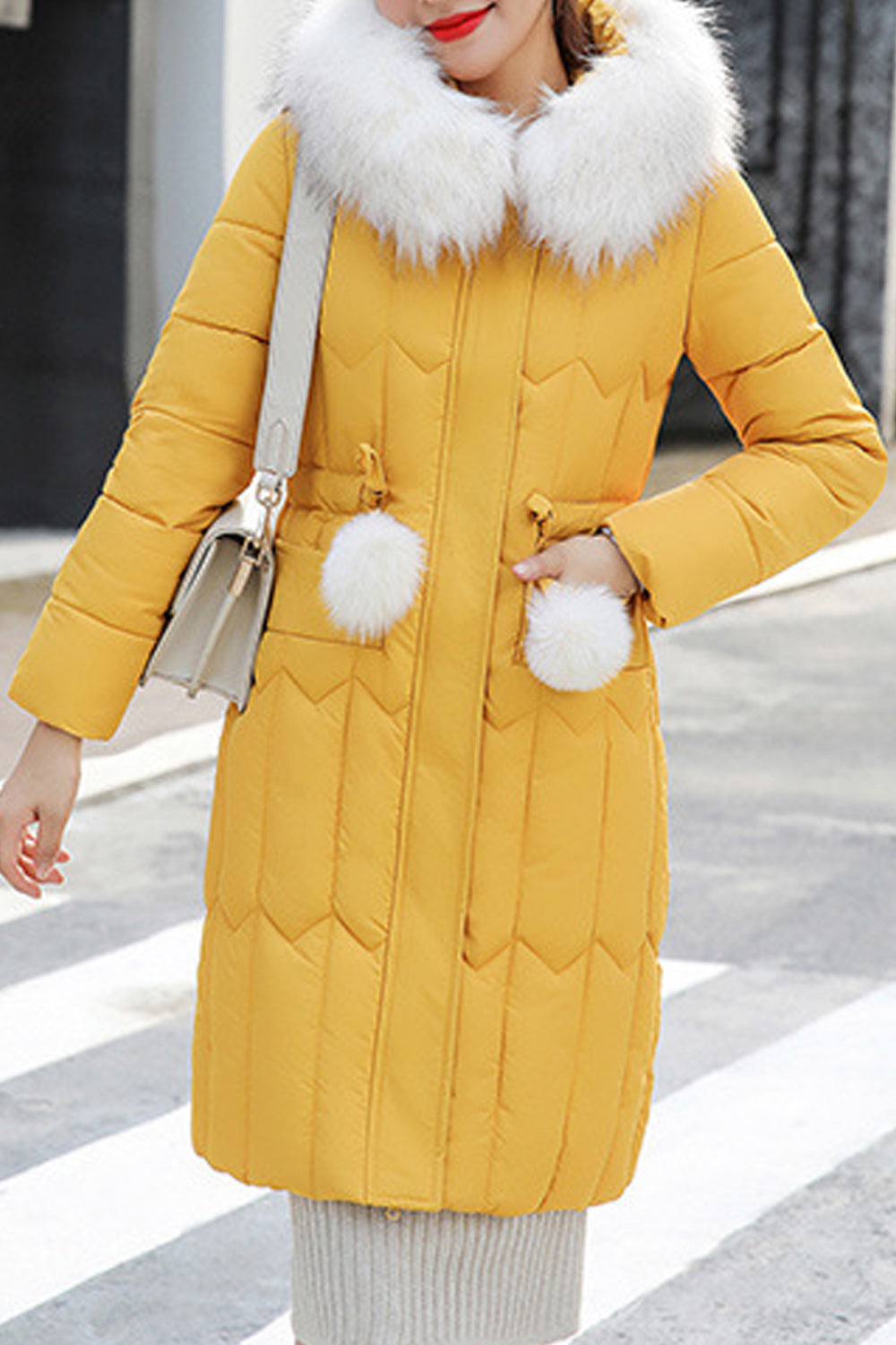 Women Fashionable Cotton Padded Zip Up Jacket