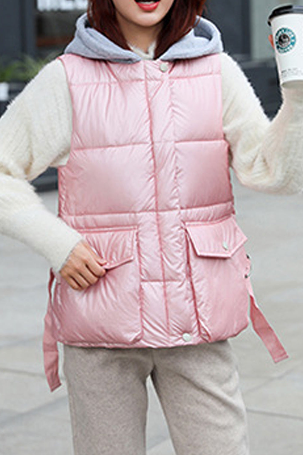Women Zipper Up Soft Padded Winter Casual Vest