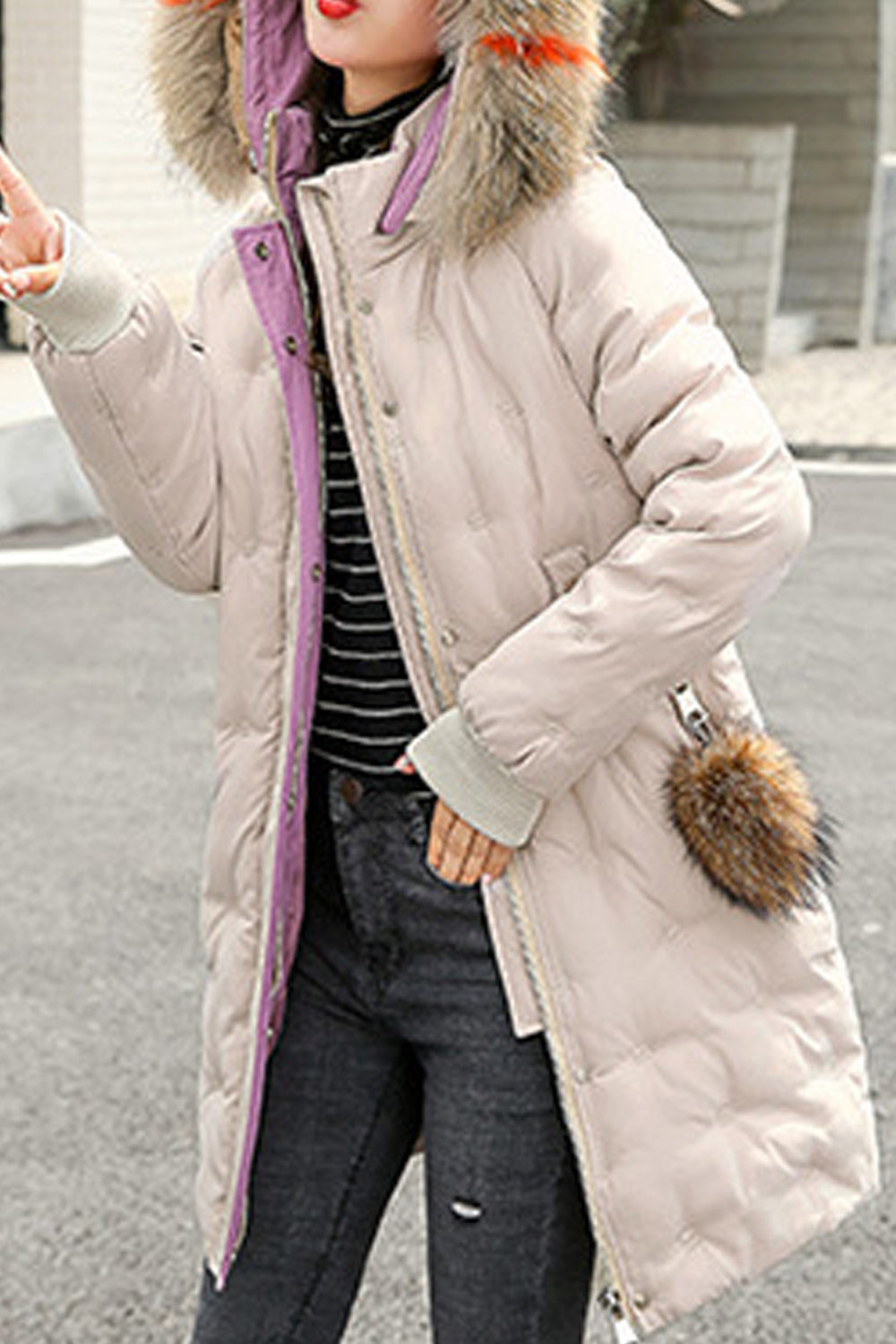 Women Zip Up Cotton Padded Loose Winter Jacket