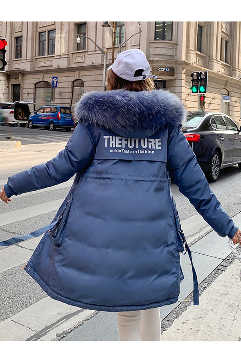 Women Cotton Big Collar Padded Autumn Winter Jacket