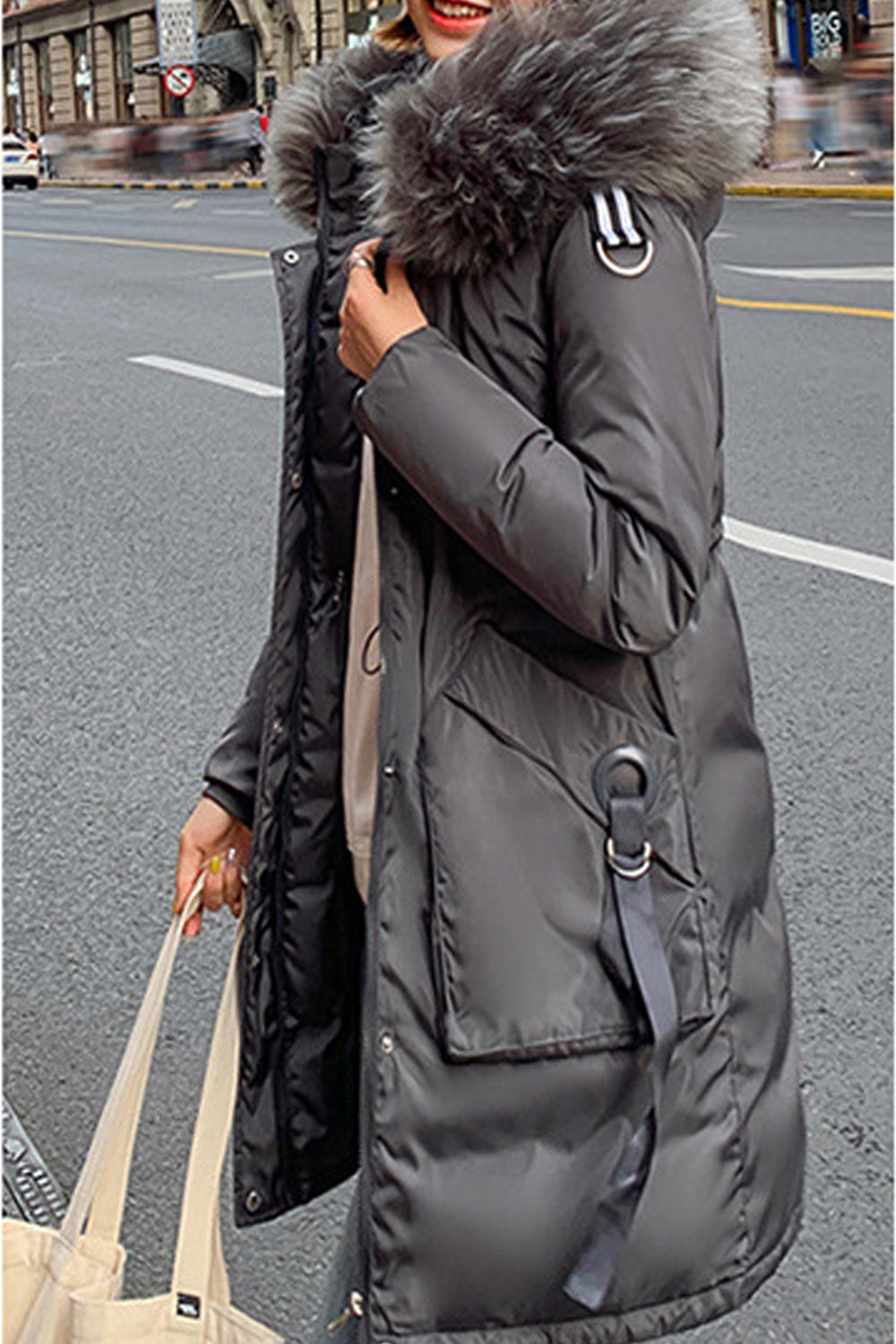 Women Cotton Big Collar Padded Autumn Winter Jacket