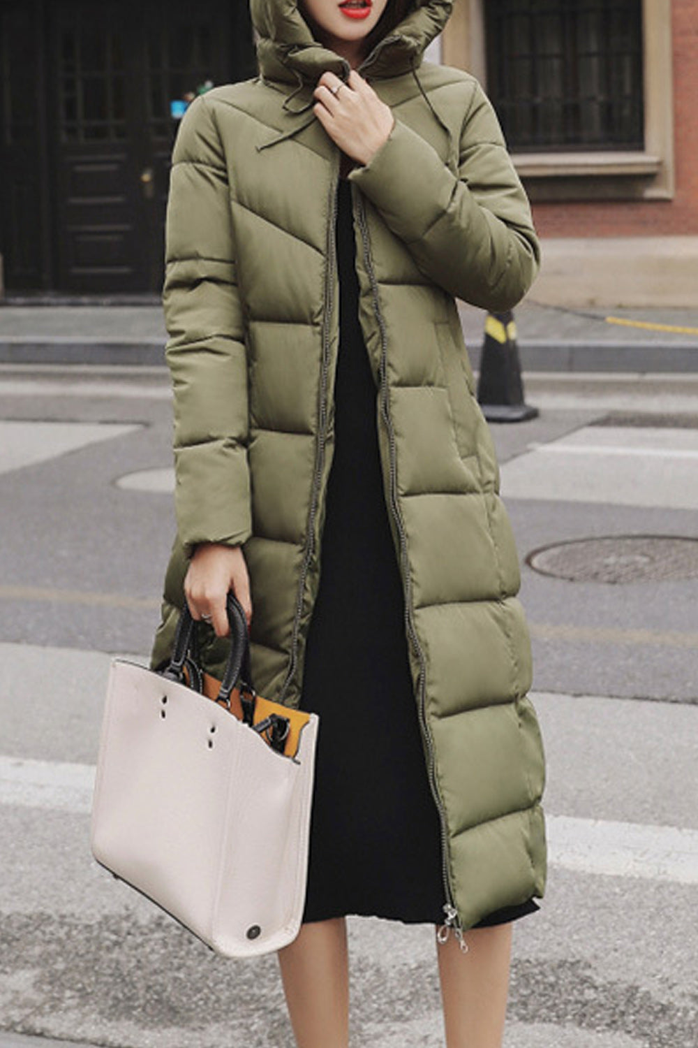 Women Slim Long Hooded Warm Padded Winter Jacket