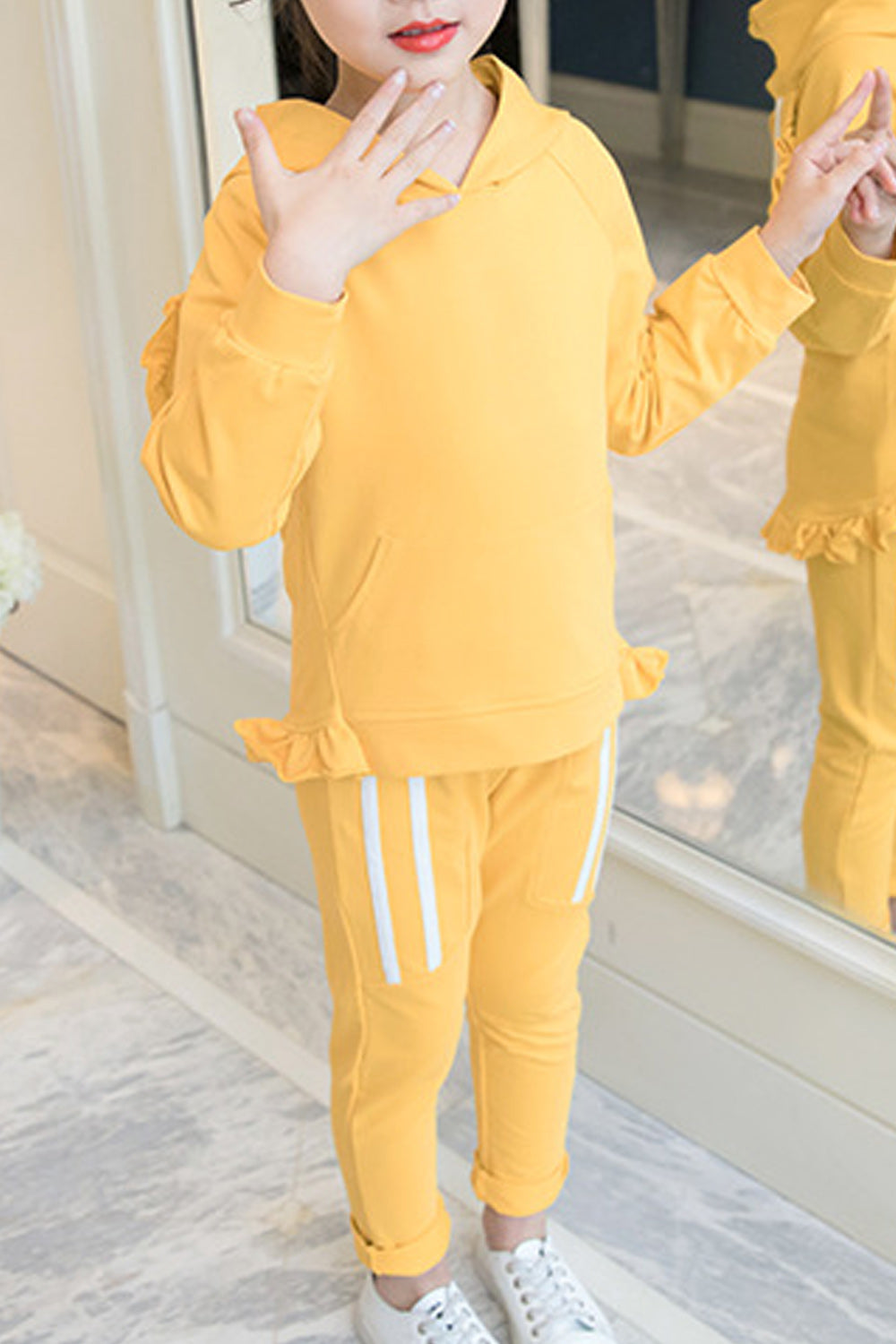 Kids Girls Solid Color Charming Two Piece Set