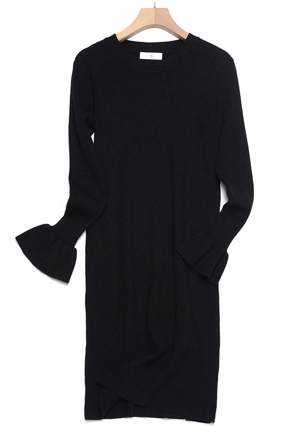 Women Trumpet Sleeve Warm & Thick Winter Dress