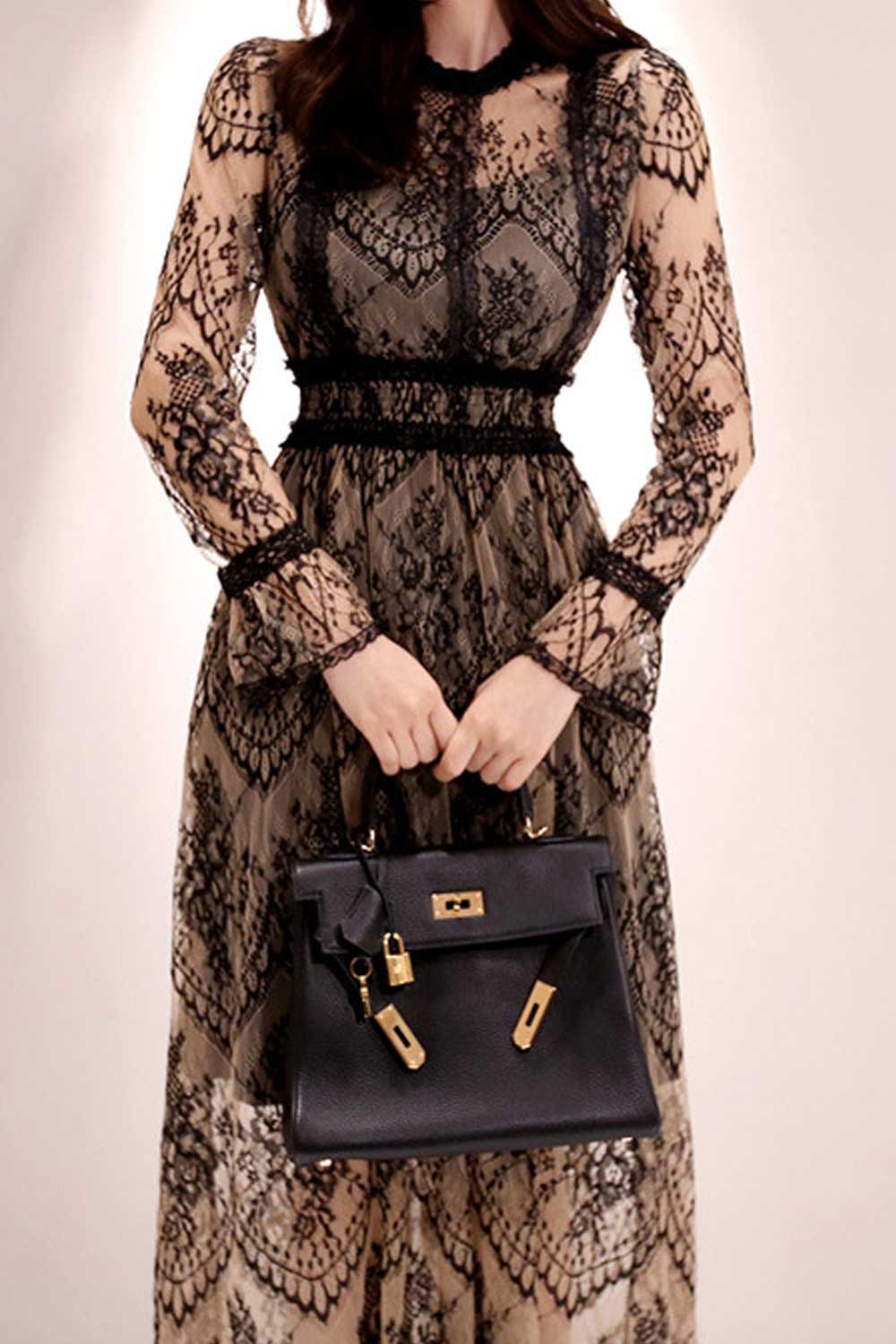 Women Super-comfy Openwork Lace Party Dress
