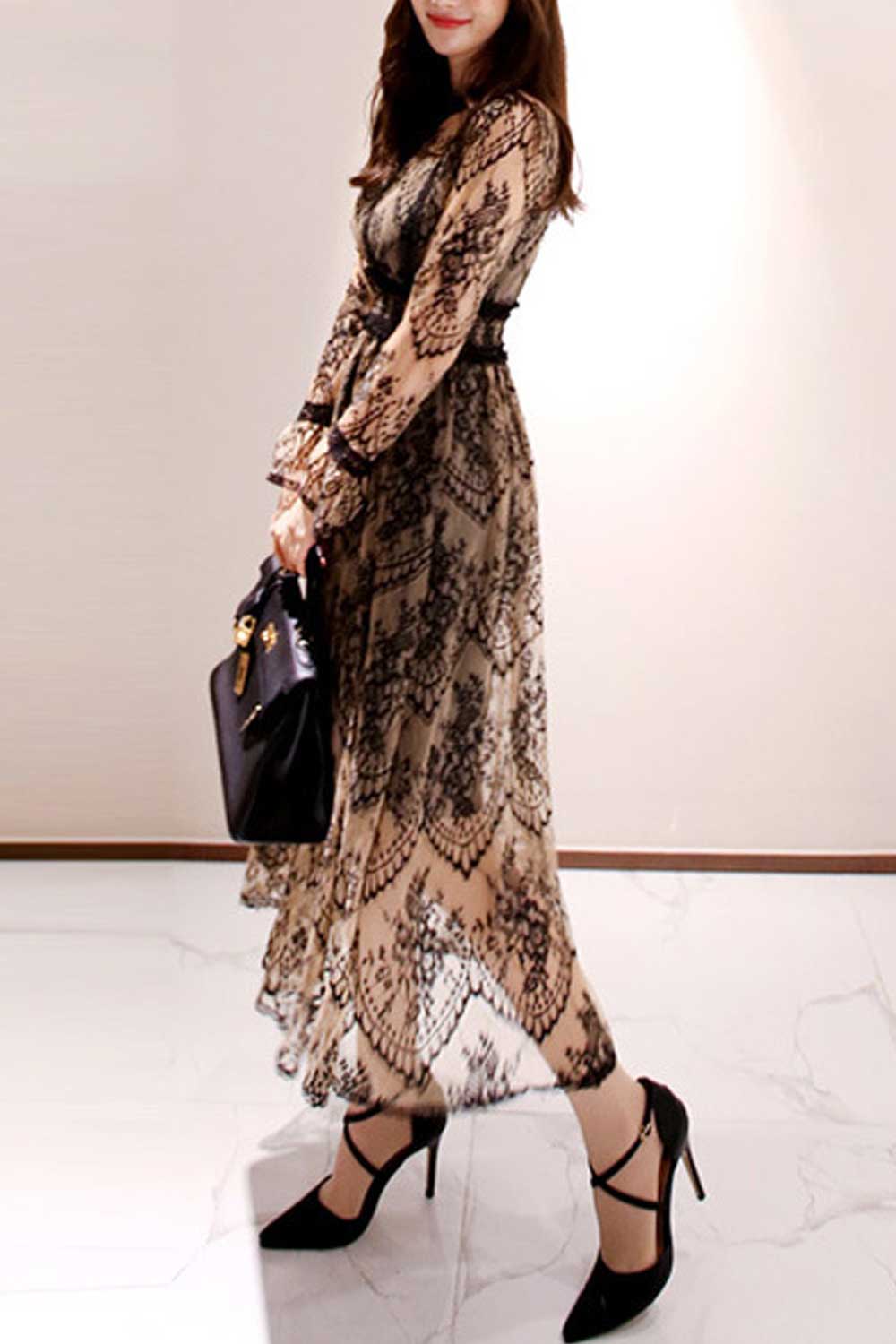 Women Super-comfy Openwork Lace Party Dress