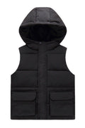 Kids Girls Stylish Solid Hoodie Vest Jacket