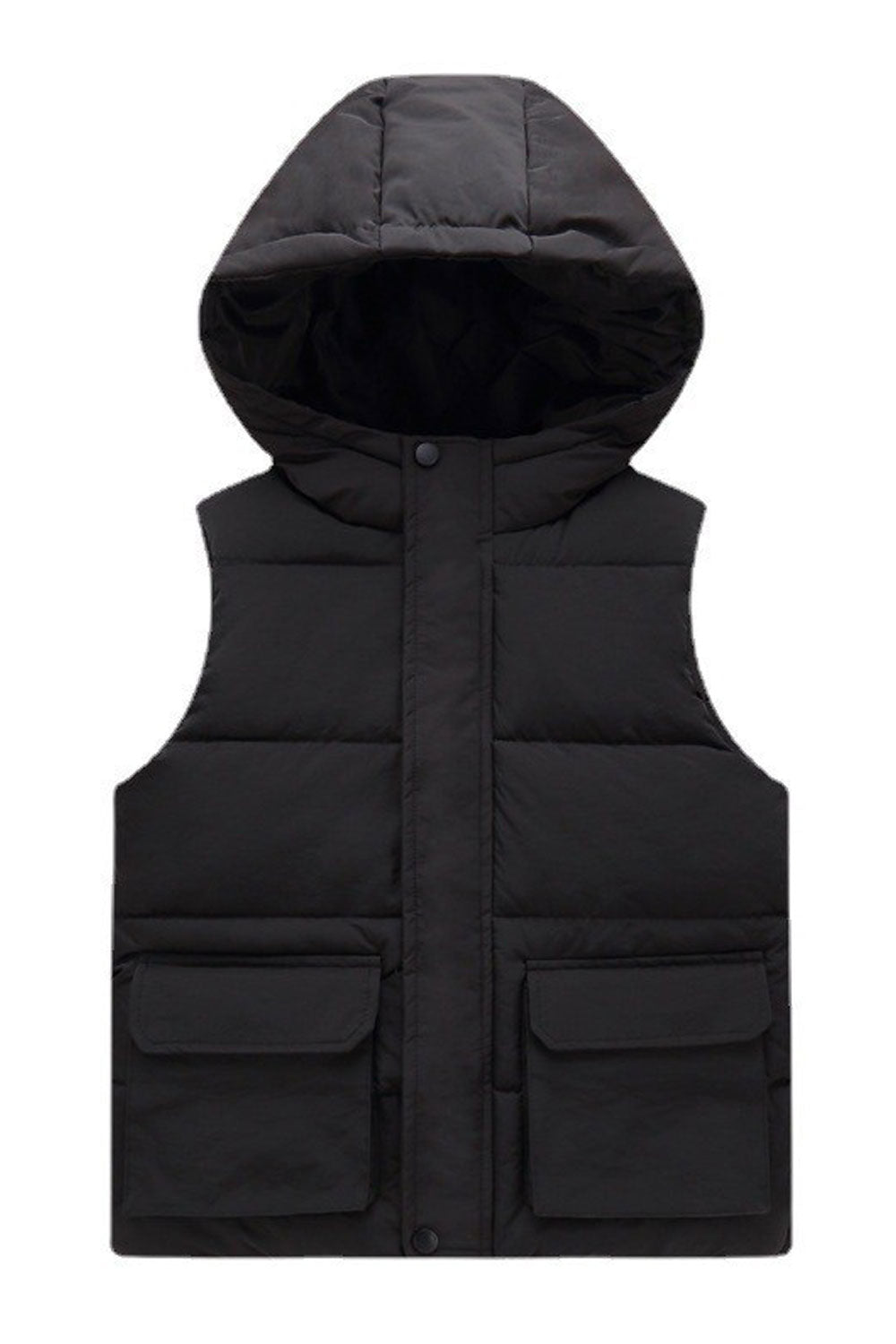 Kids Girls Stylish Solid Hoodie Vest Jacket