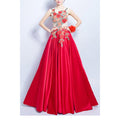 Women Appealing Floral Designed Round Neck Sleeveless Long Length Lovely Party Evening Dress