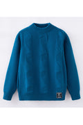 Kids Boys Comfy Knitted Style Solid Pattern Restful Long Sleeve Winter Warm Sweater