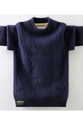 Kids Boys Warm & Comfy Knitted Style Solid Pattern Breathable Round Neck Winter Sweater