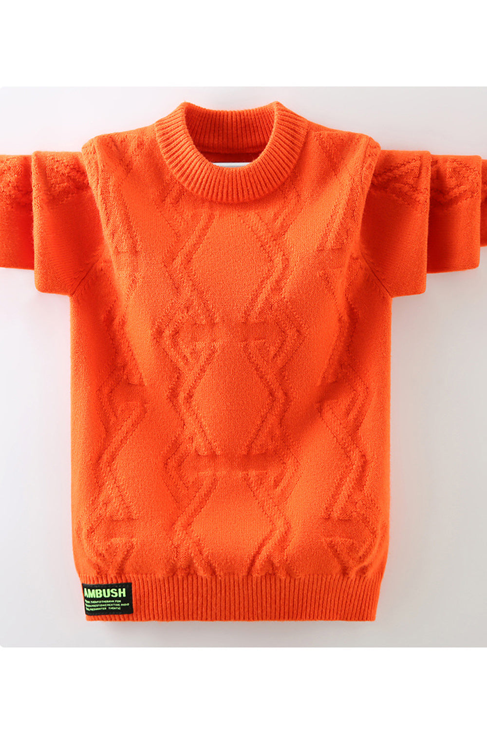 Kids Boys Warm & Comfy Knitted Style Solid Pattern Breathable Round Neck Winter Sweater