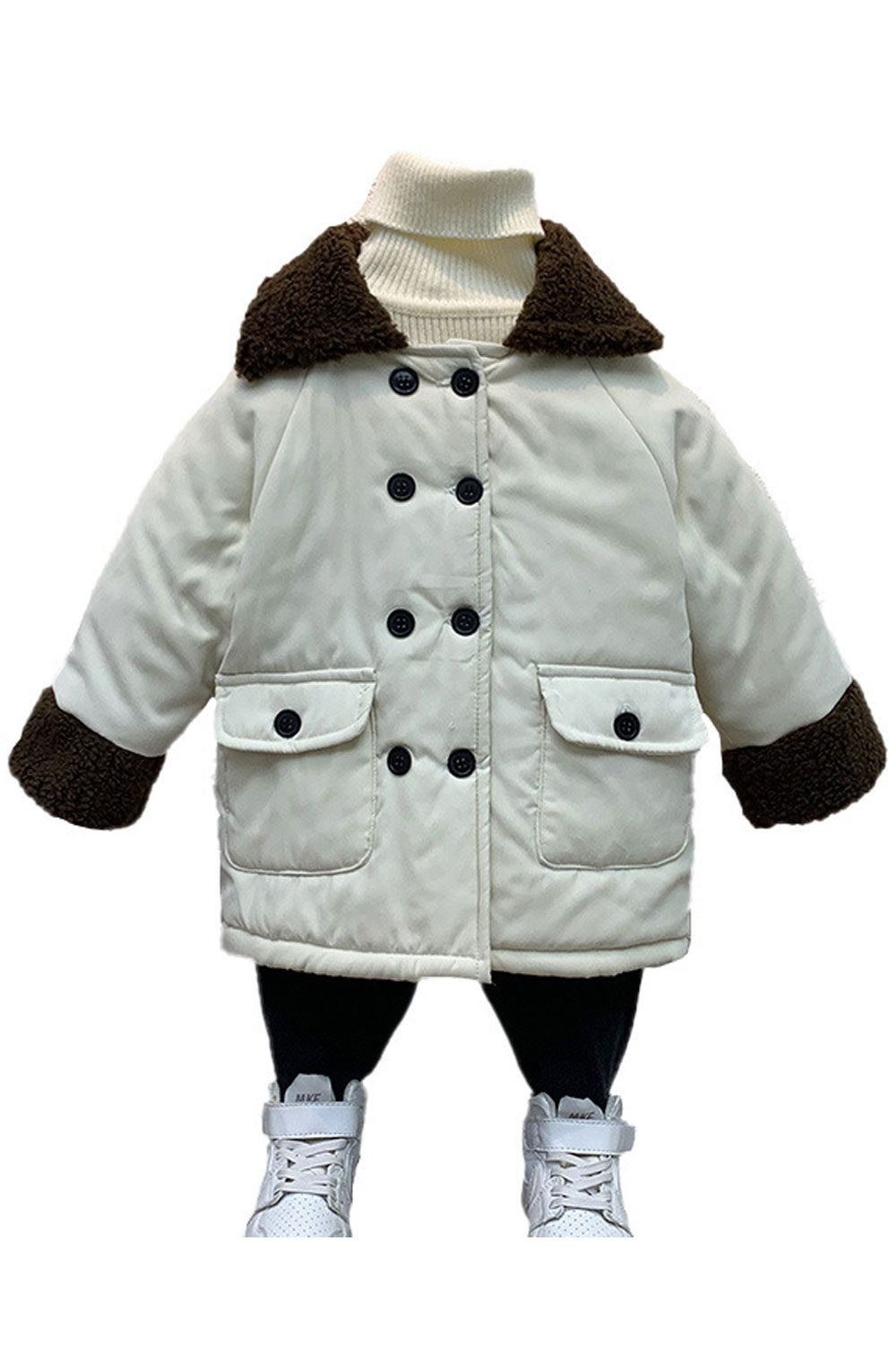 Kids Boys Fleece Neck Cuff Padded Jacket