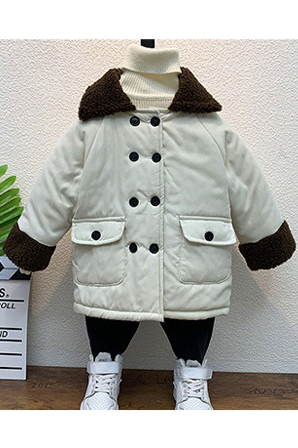 Kids Boys Fleece Neck Cuff Padded Jacket
