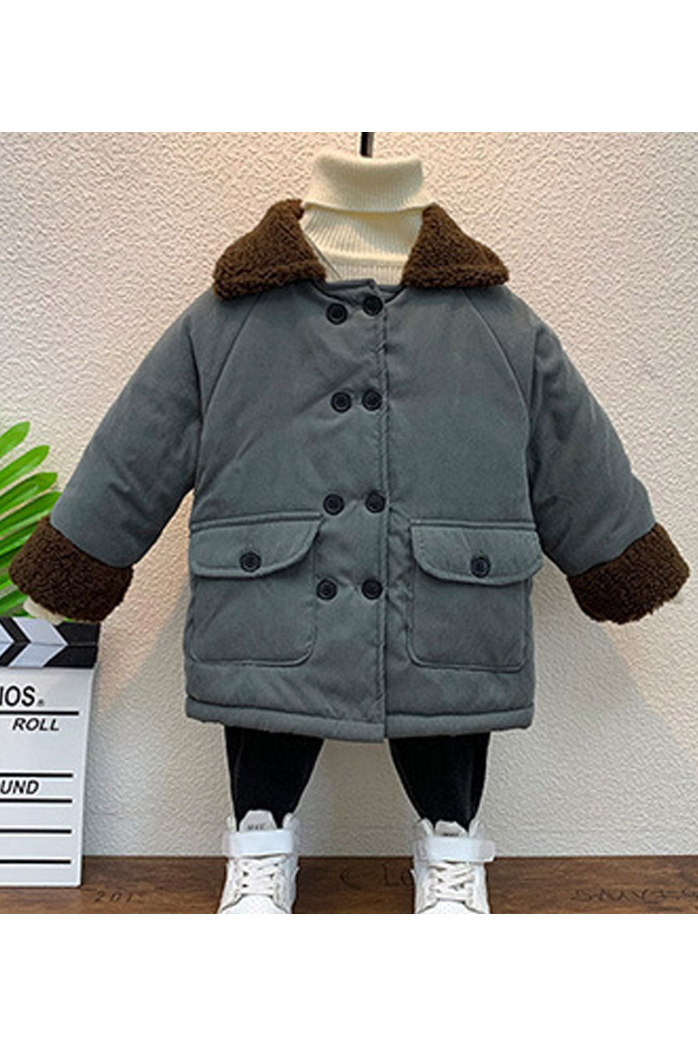 Kids Boys Fleece Neck Cuff Padded Jacket