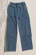 Kids Girls Awesome Stretchable Waist Side Line Stripe Pattern Comfortable Jeans