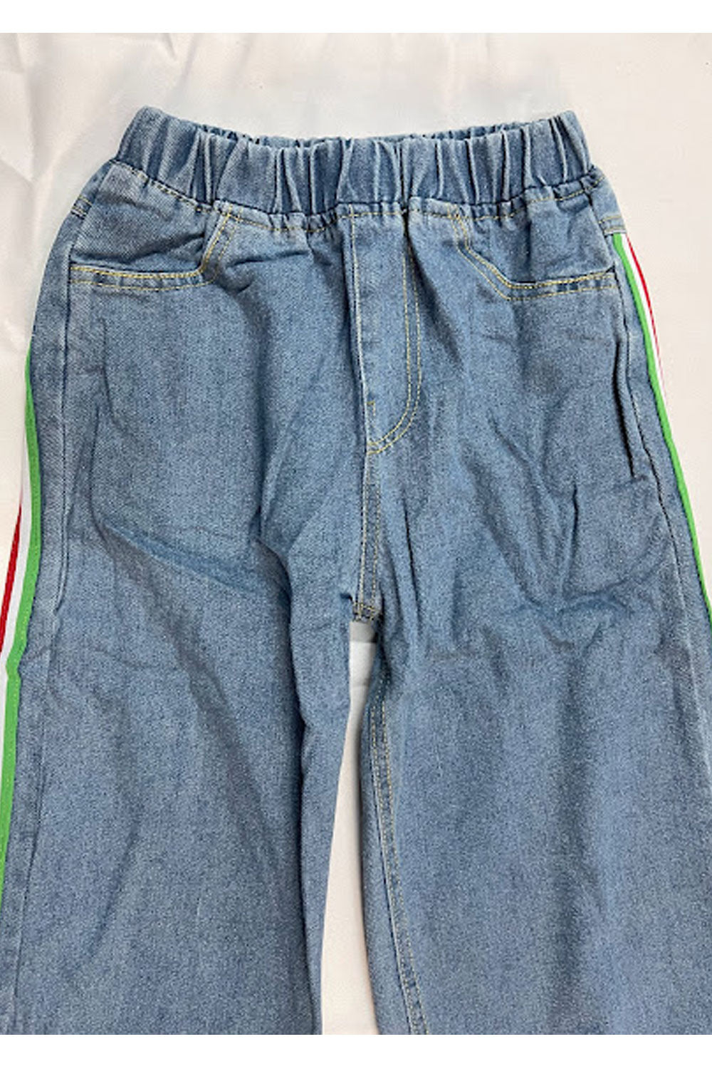 Kids Girls Awesome Stretchable Waist Side Line Stripe Pattern Comfortable Jeans