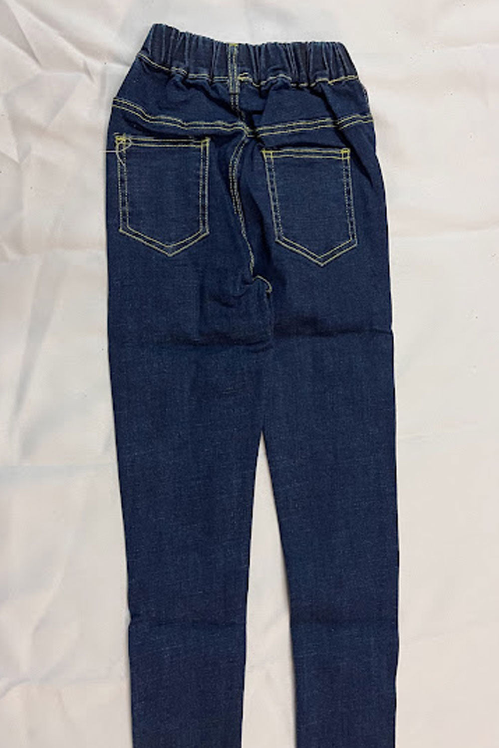 Kids Girls Casual Wear Waist Button Closure Elasticated Waist Solid Pattern Jeans