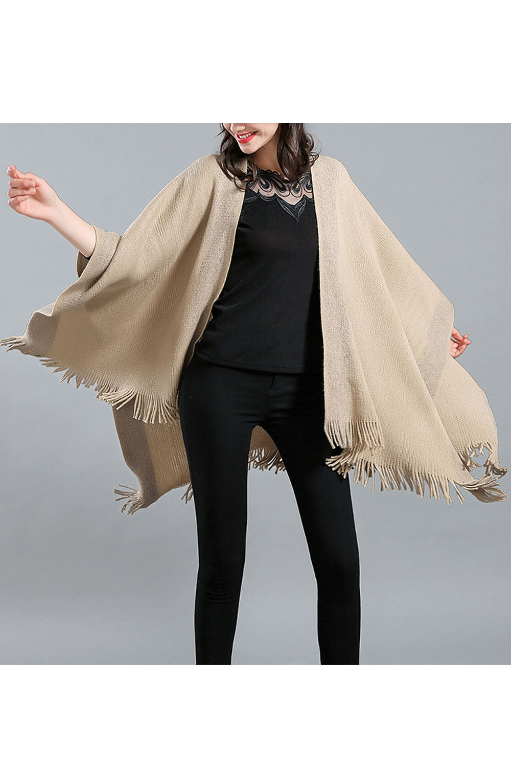 Women Warm Tassel Decorated Winter Shawl