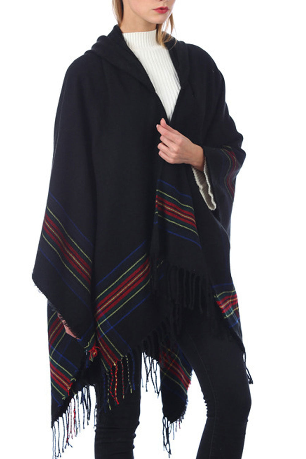Women Charming Tassel Stripe Pattern Warm Shawl