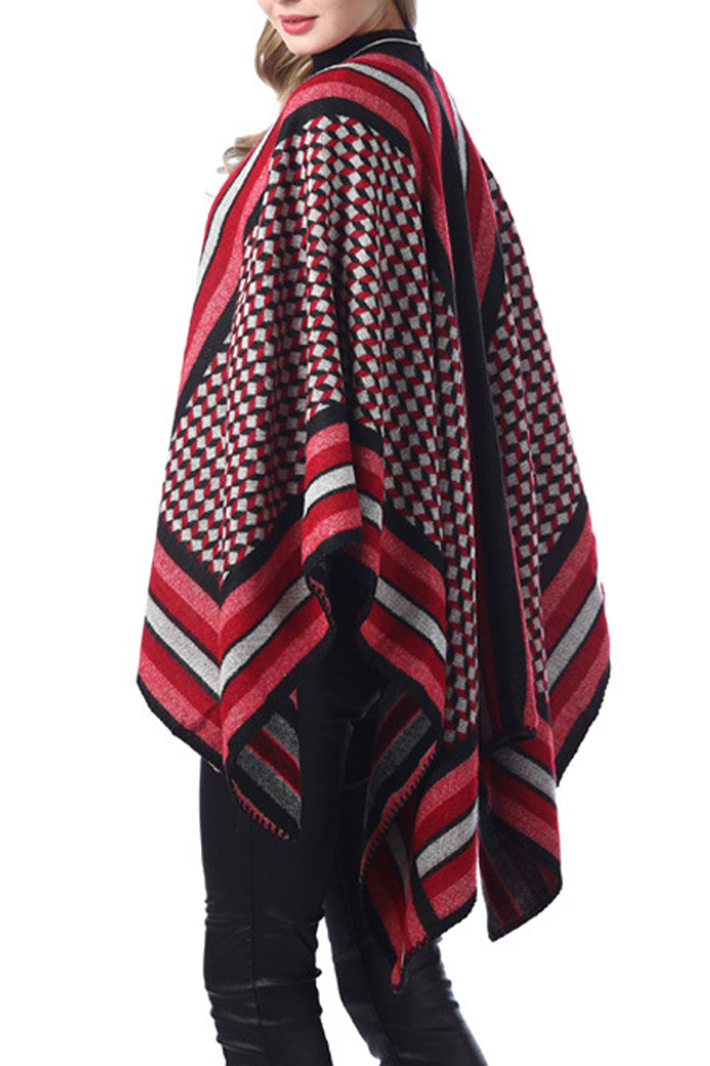 Women Lovely Stripe Pattern Warm Shawl